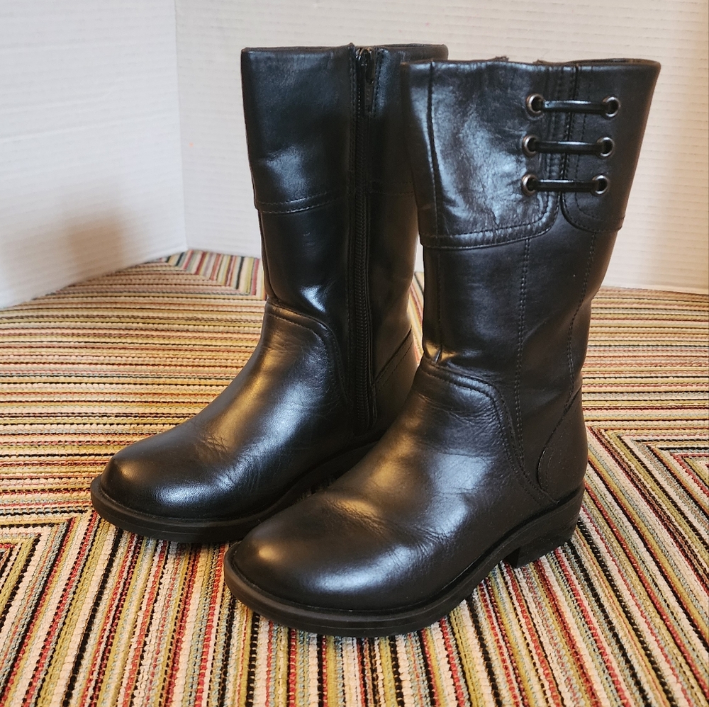 STRIDE RITE Girls Krissy Leather Black Boots Size US 10M Euro 27.5 M